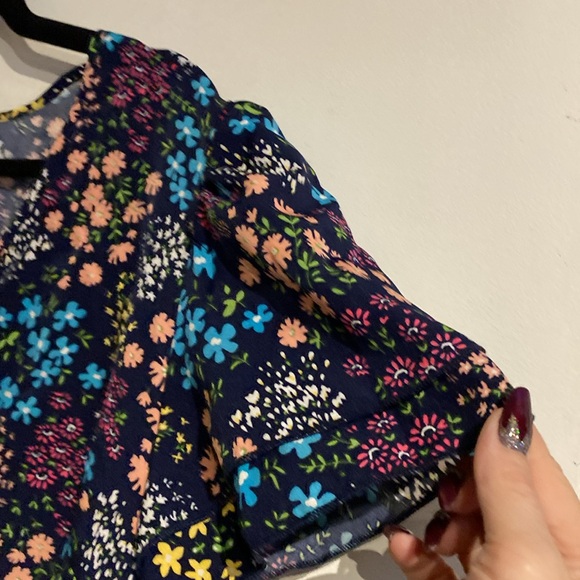 🆕 LONESS CURVE Plus Black Pink Floral Top Blouse Double Flounce Angel Sleeve!! - Picture 2 of 7